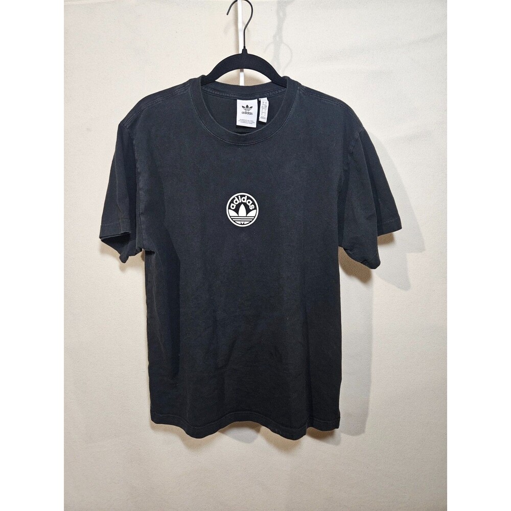 Adidas mens large soft 100% cotton black tshirt with circular white logo
